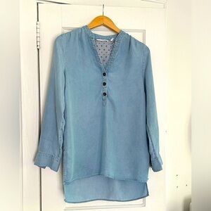 EUC Soft Surroundings Chambray Tunic — Relaxed Travel Top, Size XS